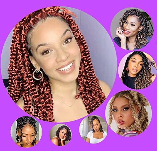Ceajae Long Passion Twist Hair 18 Inch Water Wave Crochet Hair for Black Women Passion Twist Crochet Hair for Butterfly Locs 8 Pack Curly Crochet Passion Twist Braiding Hair Extensions 30# Caramel Brown