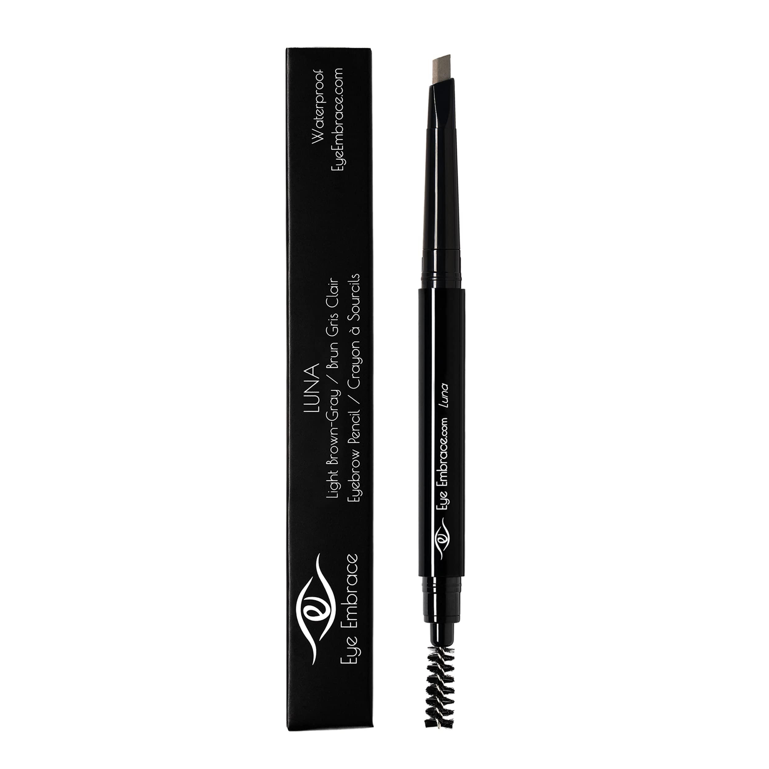 Eye Embrace Eye Embrace Luna: Light Brown-Gray Eyebrow Pencil Waterproof, Double-Ended Automatic Angled Tip & Spoolie Brush, Cruelty-Free