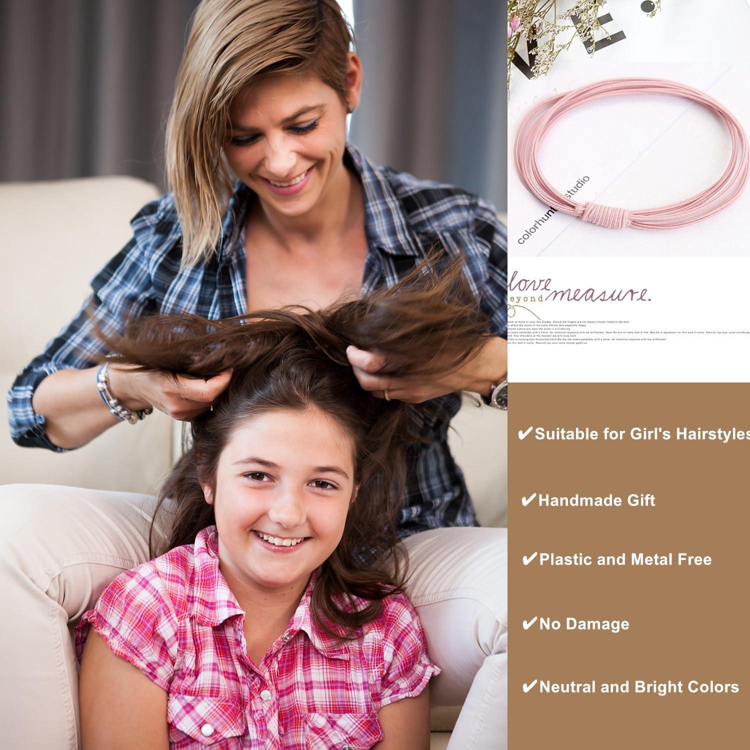 WDGROW WDGROW Hair Ties Bracelets No Dmamage,Large Hair Tie for Women,Men,Girls,Seamless,Pony Tails Tie,Handmade Scrunchies,No Plastic,for Thick Curly Hair,20Pcs,4-1 Design (Black Gray Brown)