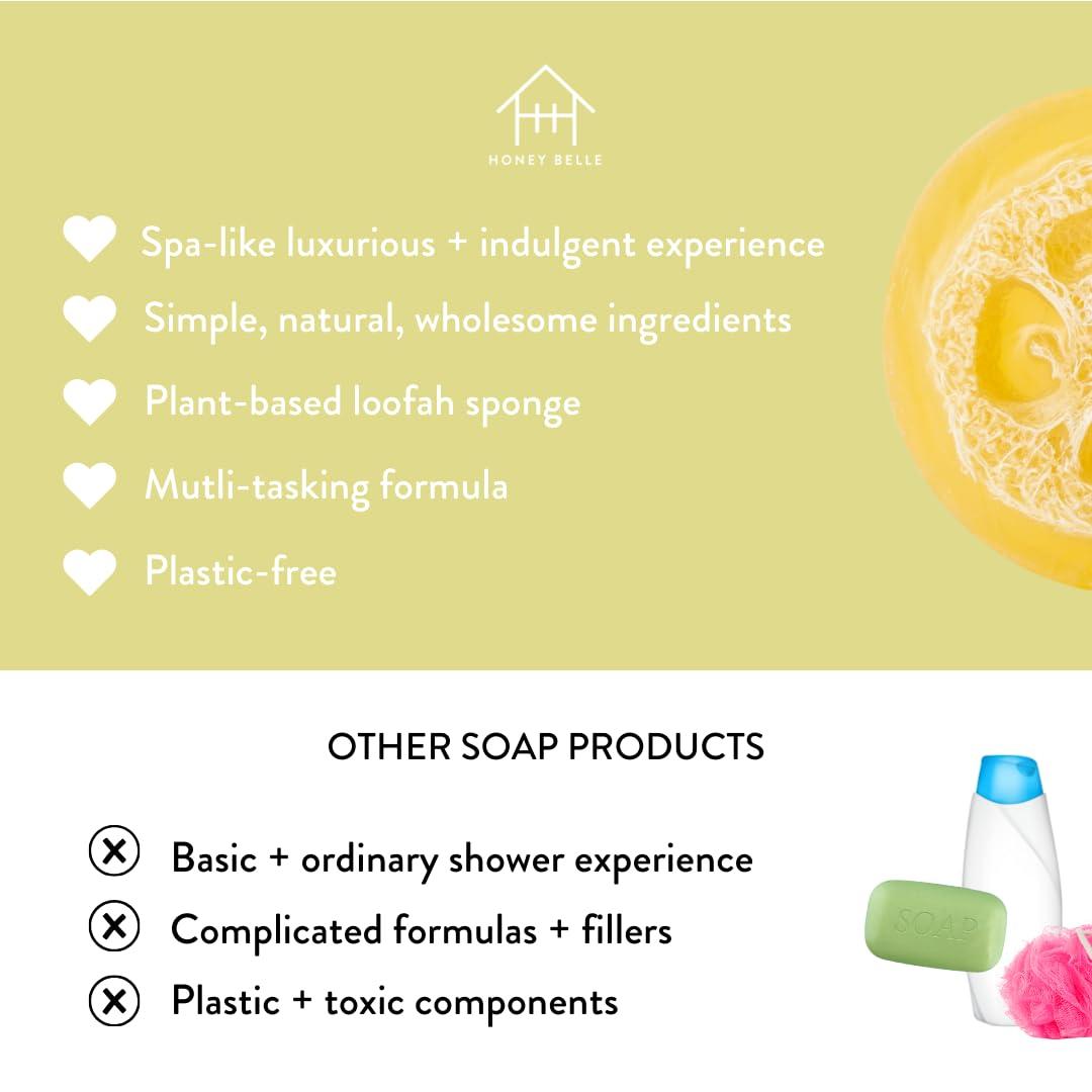 Honey Belle Honey Belle Green Tea Cucumber Exfoliating Loofah Soap 2-Pack - Exfoliating Bar Soap with Loofah Inside - Cleansing, Moisturizing, Nourishing, Scrubby Soap - Plant-Based, Eco-Friendly, Vegan