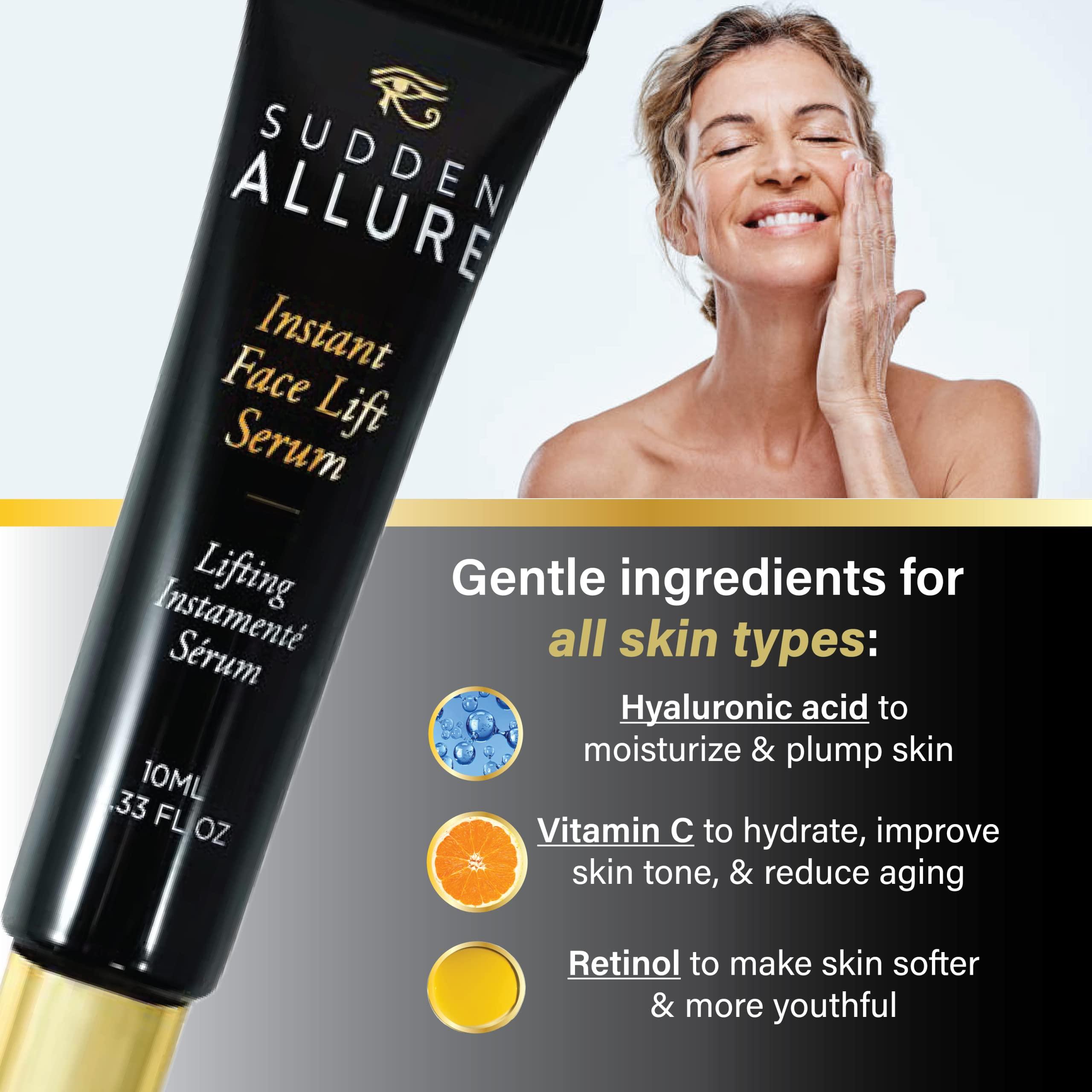 SuddenAllure Sudden Allure Instant Face Lift Serum Erase Under Eye Bags & Wrinkles in 60 Seconds - Firming Face & Eye Serum Cream - Instantly Tighten & Reduce Eye Bags & Crows Feet | Made in USA (10 ml, 3 Pack)