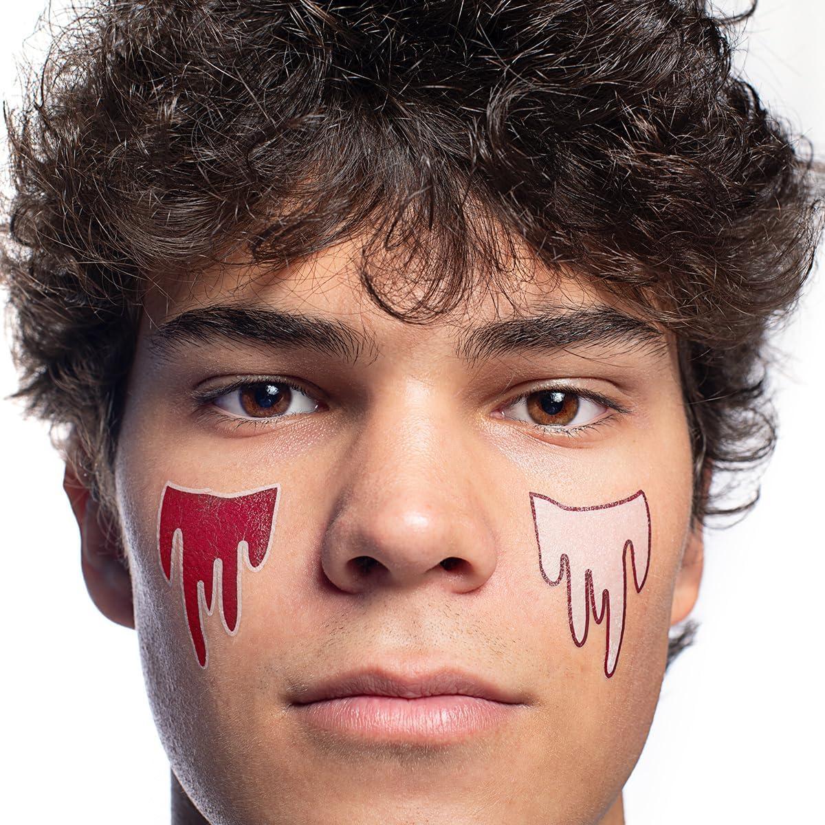 Anderson\'s Anderson\'s Red and White Eye Bleed Tattoos, 25 per Package, School Spirit, Face Stickers, Temporary Tattoos