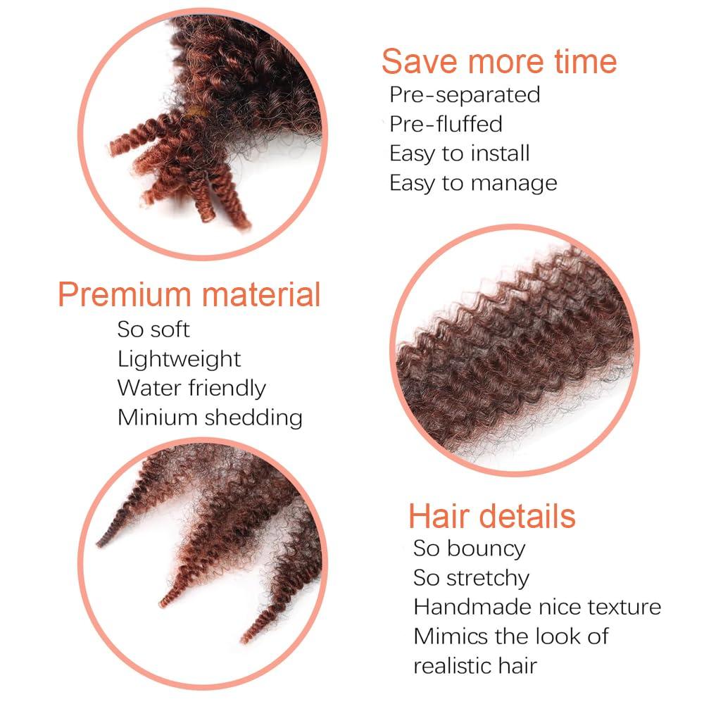 Detean Marley Twist Braiding Hair Marley Twist Hair Springy Twist Hair Afro Twist Hair 14 Inch 3 Packs Pre Separated Pre Fluffed Twist Hair for Braids Marley Crochet Hair Extensions (T350,3Packs)