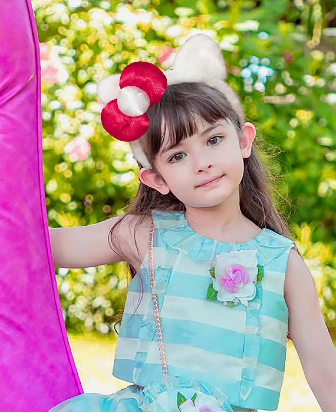 MKPEMEBR MKPEMEBR Kitty Headband with Pink Bow Cute White Cat Ears Hairband Chirtmas Presents for Grils Women