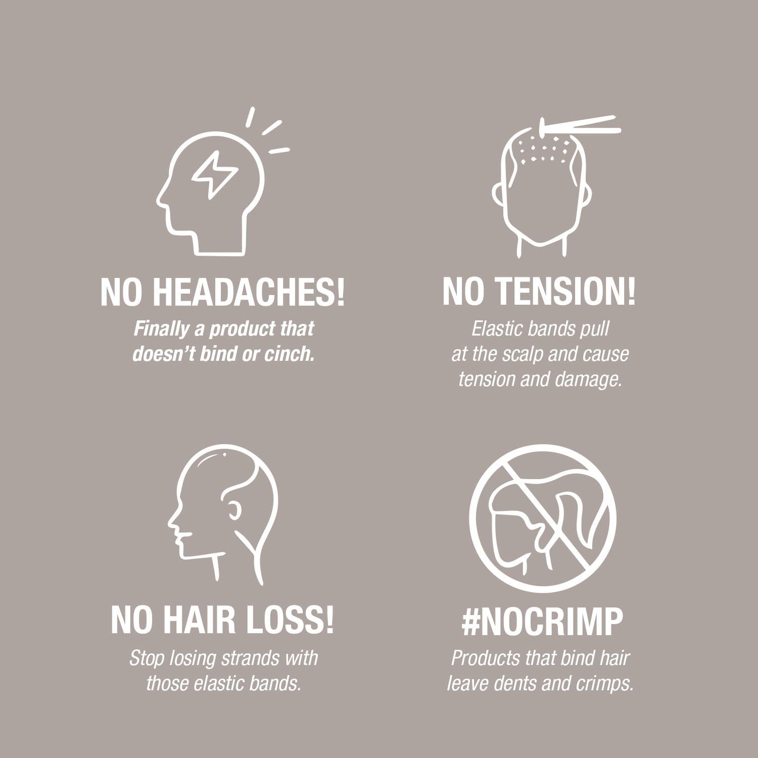 PuffCuff PuffCuff Junior 3\" Hair Clamp, For All Natural Curly, Thick, Kinky, Textured, Locs, or Braided Hair, Painless, Damage-Free Styling Tool Made Specifically for Big Hair, Black, 2 Pieces