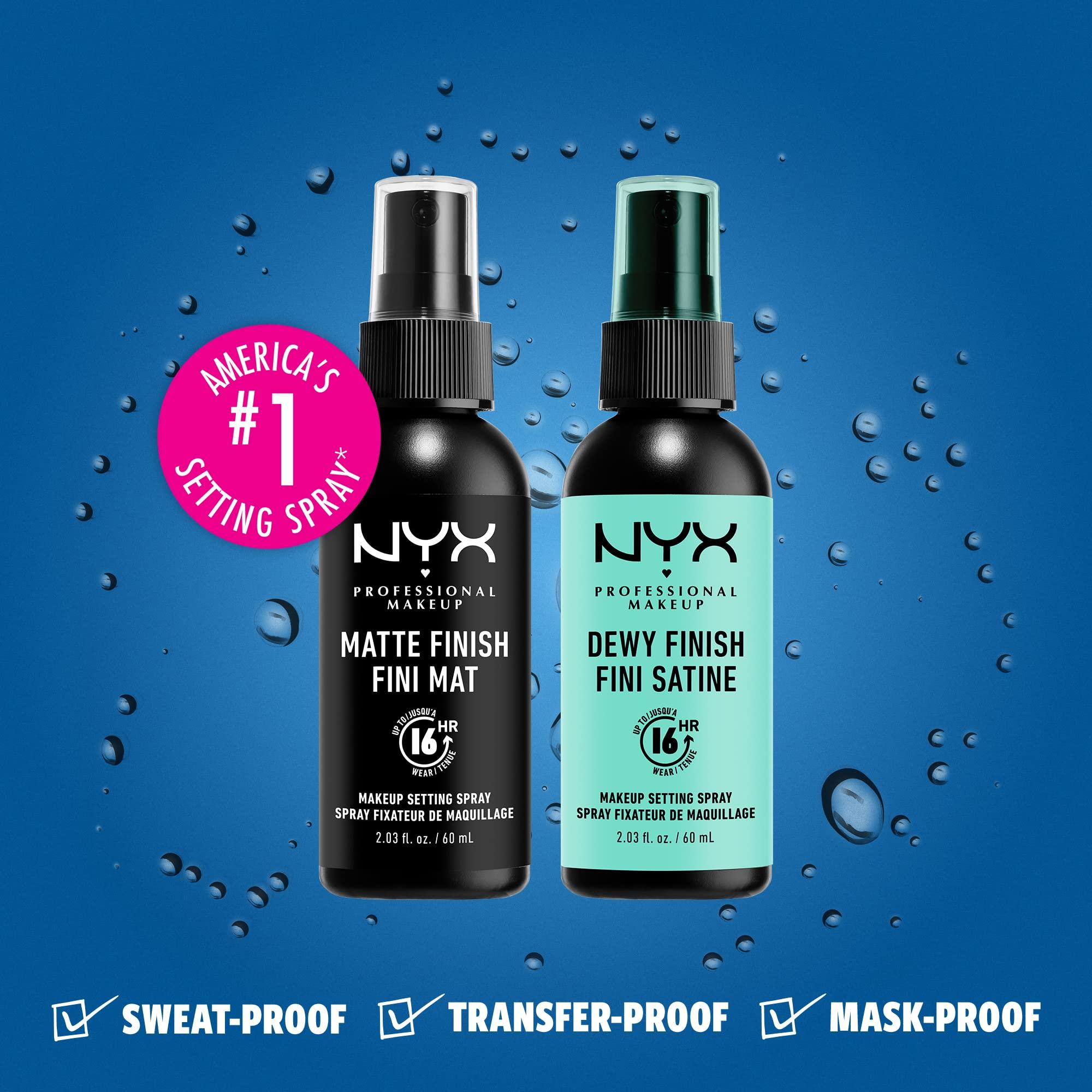 NYX PROFESSIONAL MAKEUP NYX PROFESSIONAL MAKEUP Makeup Setting Spray - Matte + Dewy Finish, Long-Lasting Face Mist for up to 16HR Wear, Vegan Formula (Pack Of 2)