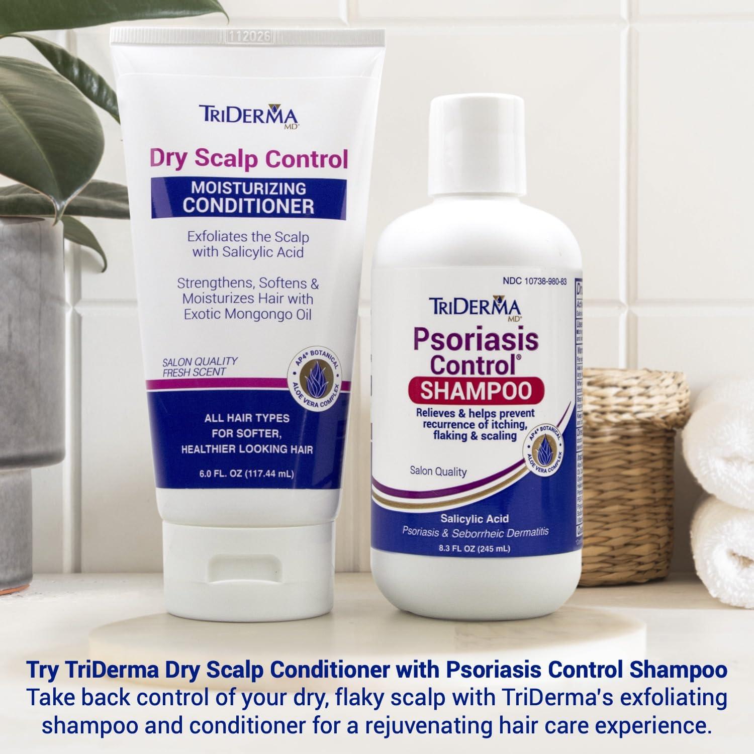 TriDerma TriDerma Psoriasis Control Scalp Exfoliator Shampoo 8.3 oz & Dry Scalp Moisturizing Hair Conditioner 6.0 oz, Salon Quality Dry Scalp Treatment Hair Care, Fresh Rosemary Oil, Value Bundle