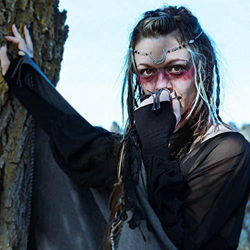 Bomine Bomine Boho Crescent Moon Head Chain Vintage Crystal Headpieces Hair Acessories for Women and Girls (Silver black crystal)