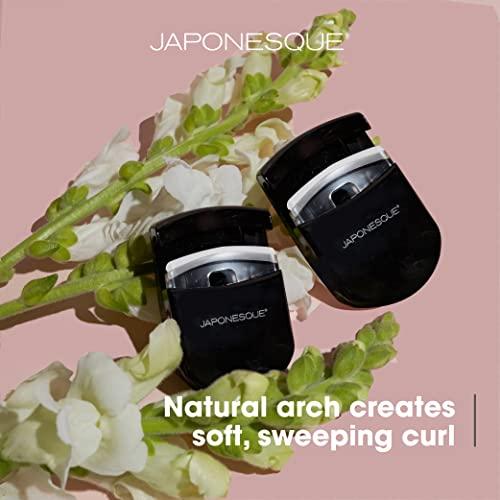 JAPONESQUE JAPONESQUE Travel Eyelash Curler, Black, Pack of 2 - Plastic Eyelash Curlers for Travel Makeup - Comes with Bonus Replacement Lash Pad - 2 Pack