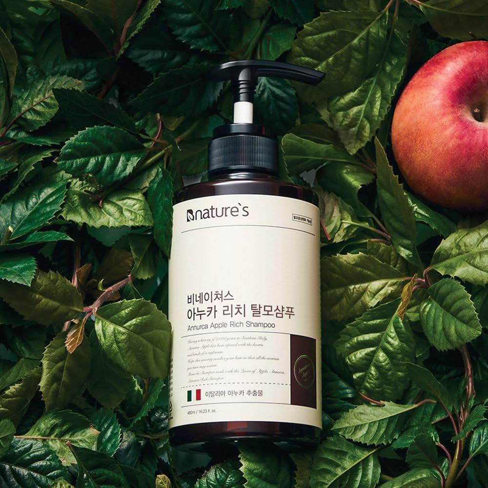 Bnature\'s Annurca Rich Hypoallergenic Hair Loss Relief Shampoo with Anuka Apple Extract. 16.23 FL OZ. Sensitive Scalp Care and Cleansing