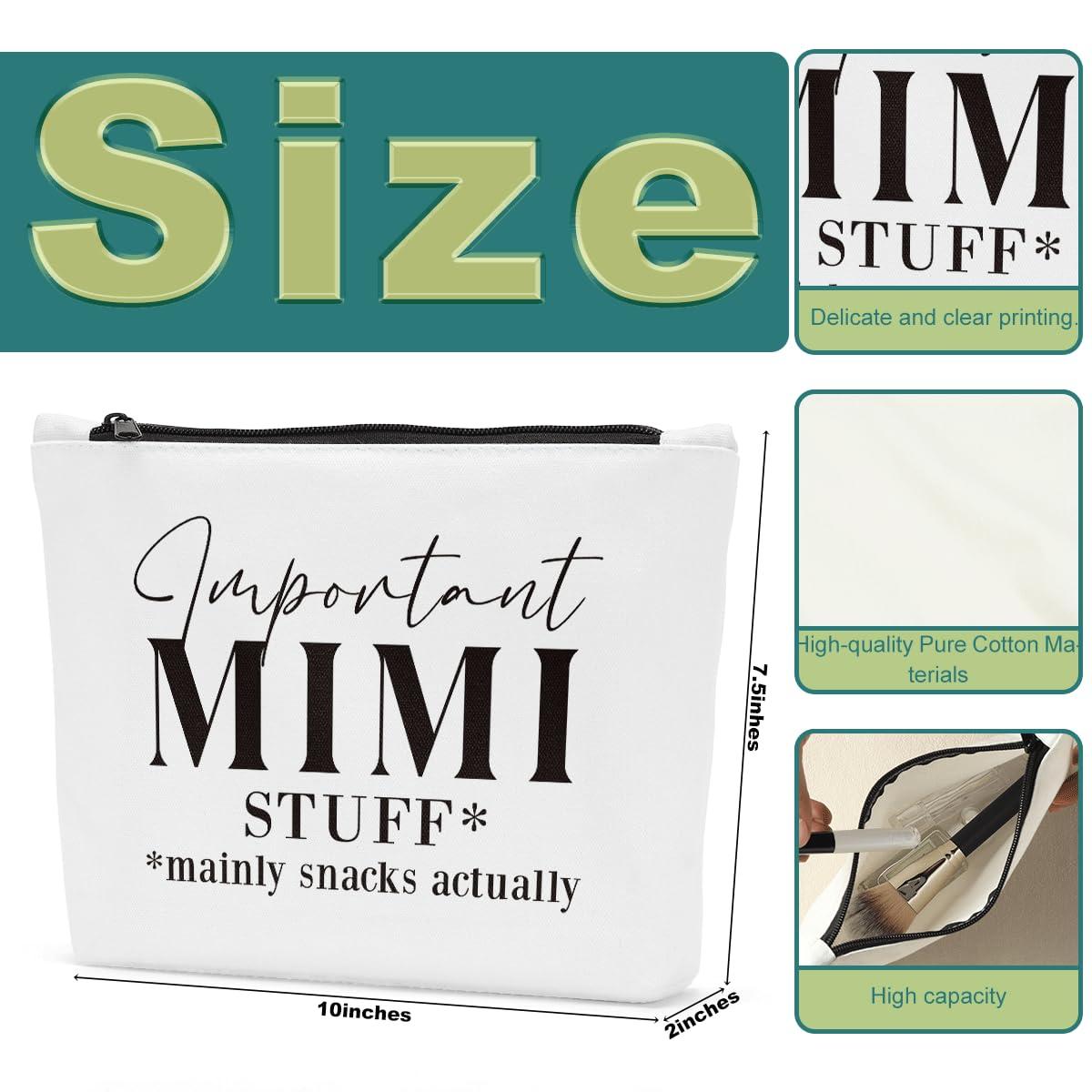 FBCCZEY FBCCZEY Mothers Day Mimi Gifts Grandma Grandmother Gifts for Mimi, Grandma Cosmetic Bag, Important Mimi Stuff Makeup Bag, Nana Mothers Day Birthday Retirement Gifts for Grandma Makeup Pouch