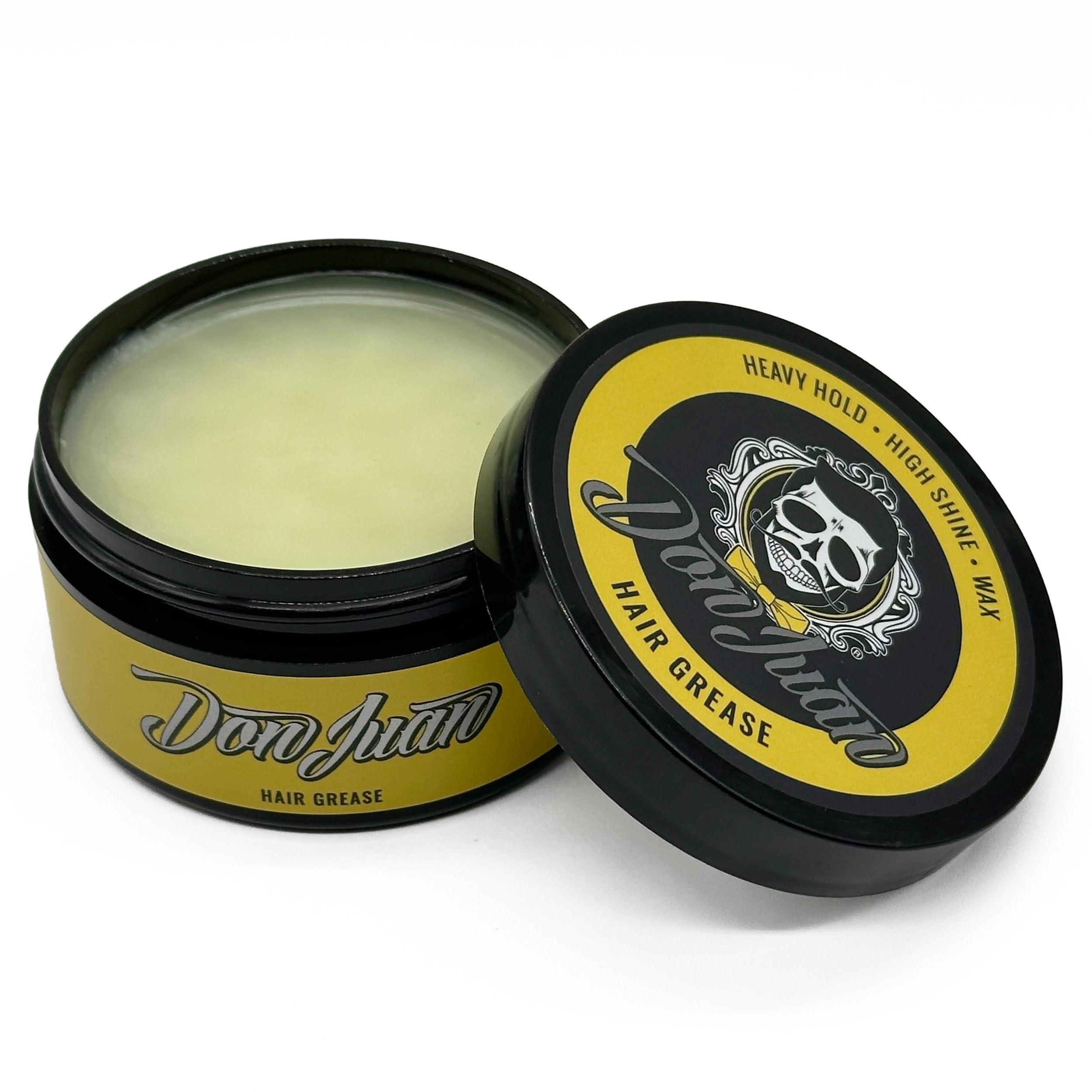 Don Juan Don Juan Hair Grease Pomade 4 Ounce Jar | Heavy Hold | High Shine | Wax Based | Floral Barbershop Scent