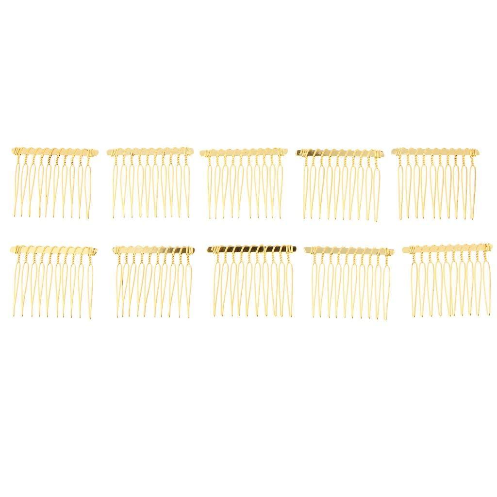 APLVFFZH 10Pcs Metal Hair Comb Slide Side Combs Hair Clip Hair Jewelry Decor, Gold