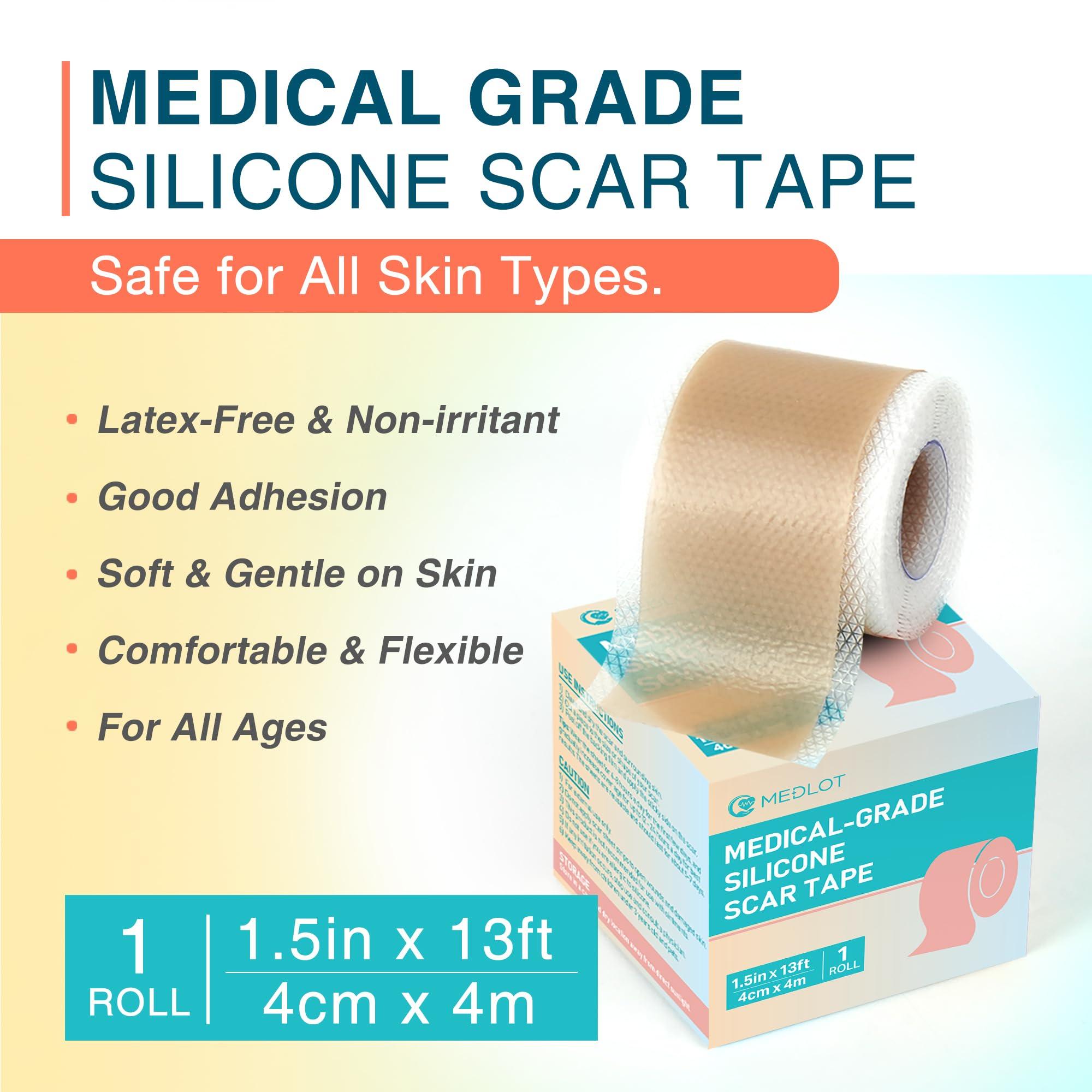 MEDLOT MEDLOT Silicone Scar Sheets, 1.5 x 156 Medical Silicone Scar Tape Roll, Reusable Scar Strips for Surgical, C-Section, Keloid Bump, Stretch Marks, Acne, Hypertrophic Scar Treatment