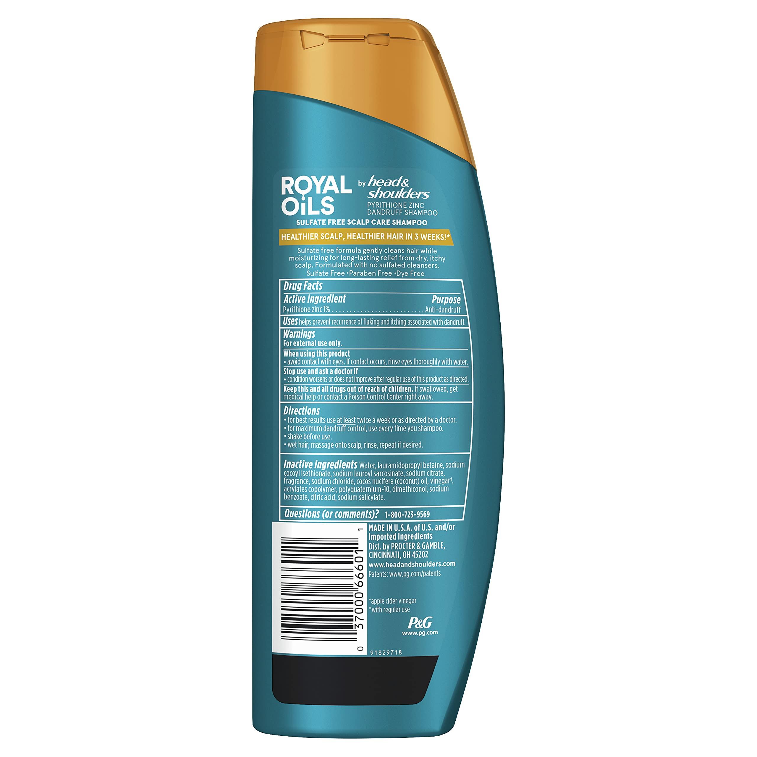 Head & Shoulders Head & Shoulders Royal Oils Moisturizing Shampoo, Anti Dandruff Treatment for Natural, Curly, and Coily Hair, with Coconut Oil and Apple Cider Vinegar, Sulfate, Paraben & Dye-Free, 12.8 Fl Oz