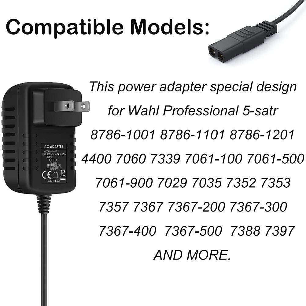 VHBW for Wahl Shaver Shaper Charger 2V Power Cord for Wahl Trimmer 8061, 8163, 8786-1001, 7367, 7357, 7029, 7060, 7035, 7339, 7356, 4000, 5-Star Series Replacement Whal Clipper Power Cord