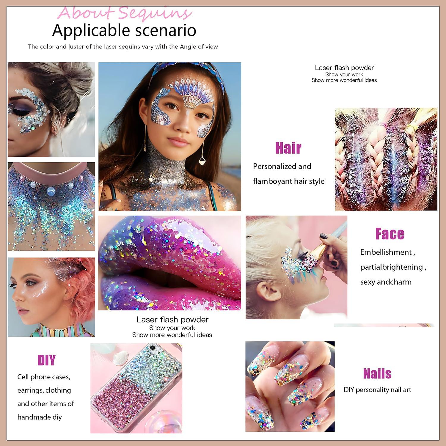 VEZE Body Glitter Body Glitter Gel Face Glitter Glitter Face Paint Chunky Glitter for Face Hair Nails, Halloween Makeup Festival Glitter Makeup 50ml