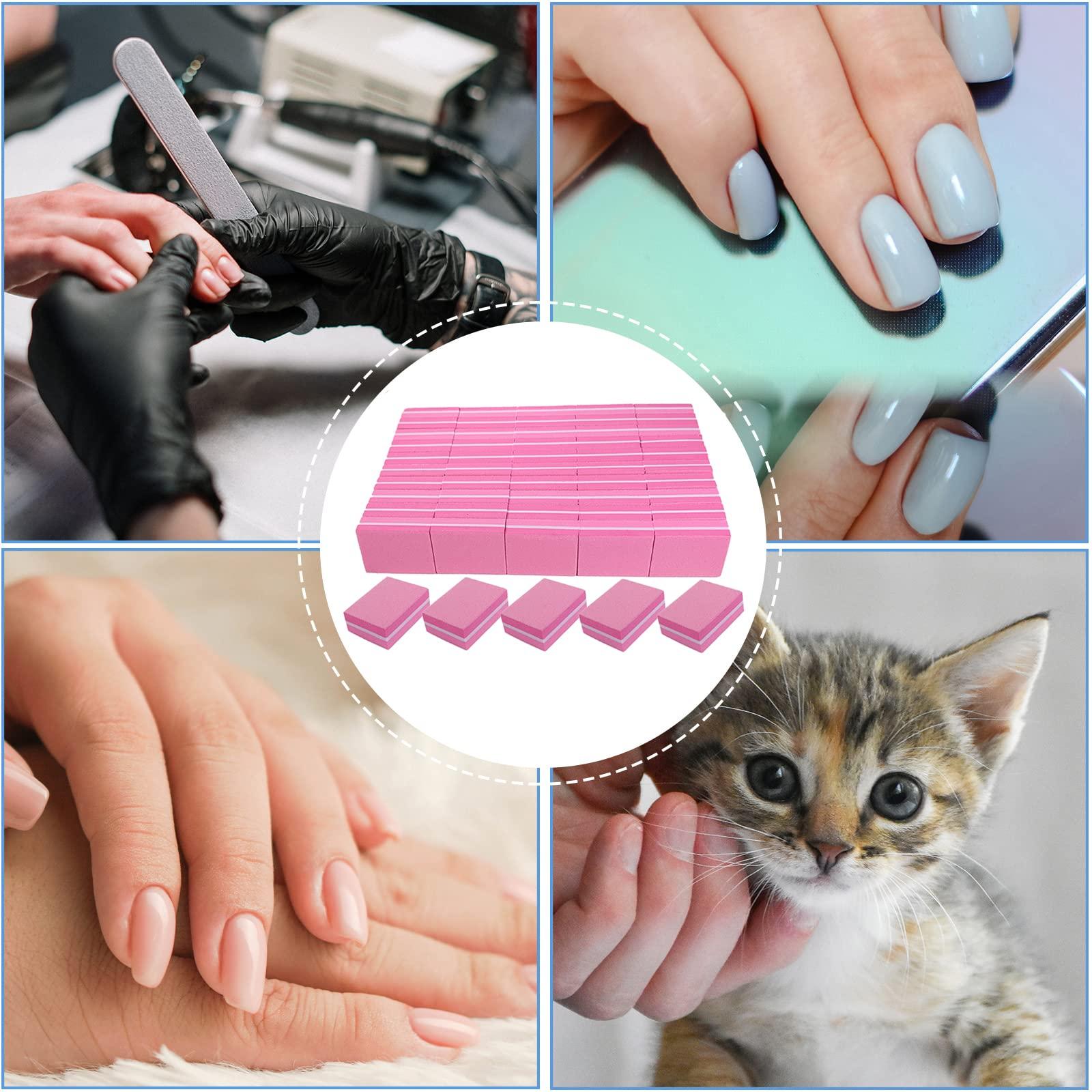 AhaTopia Nail Buffers (50 Pack), Mini Buffer Block Nail File for Acrylic Nails and Natural Nails, 100/180 Grit Nail Buffer Block Bulk Buffing Blocks for Nail Buff Professional Manicure File Blocks Set Pink