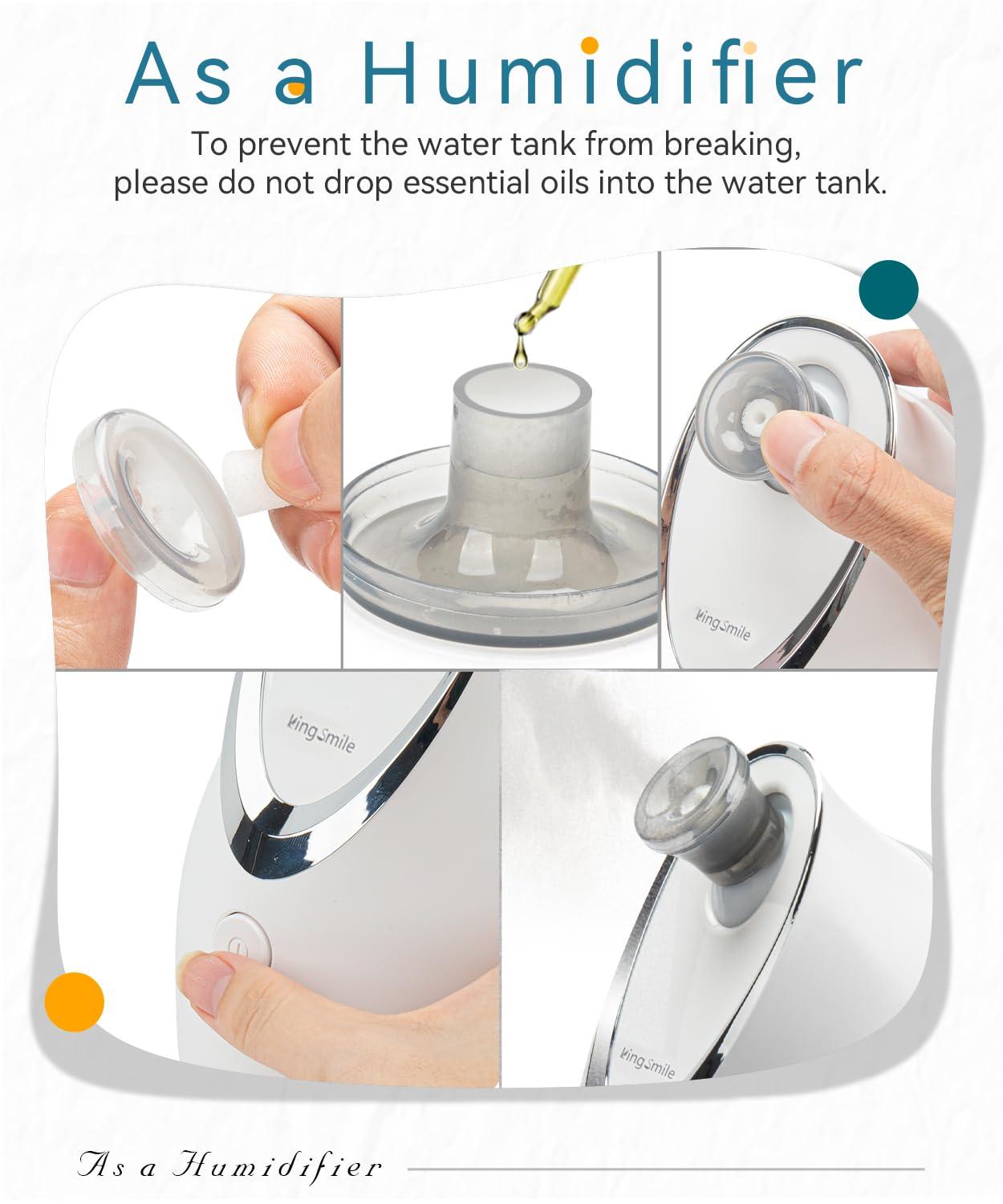 Kingsmile Kingsmile Facial Steamer, 2 in 1 Face Steamer for Facial,Compact Nano Steamer with Aromatherapy,Face Humidifier - Adjustable Nozzle, Warm Steam for Home SPA & Sinuses, Stainless Steel Kit & Hairlace