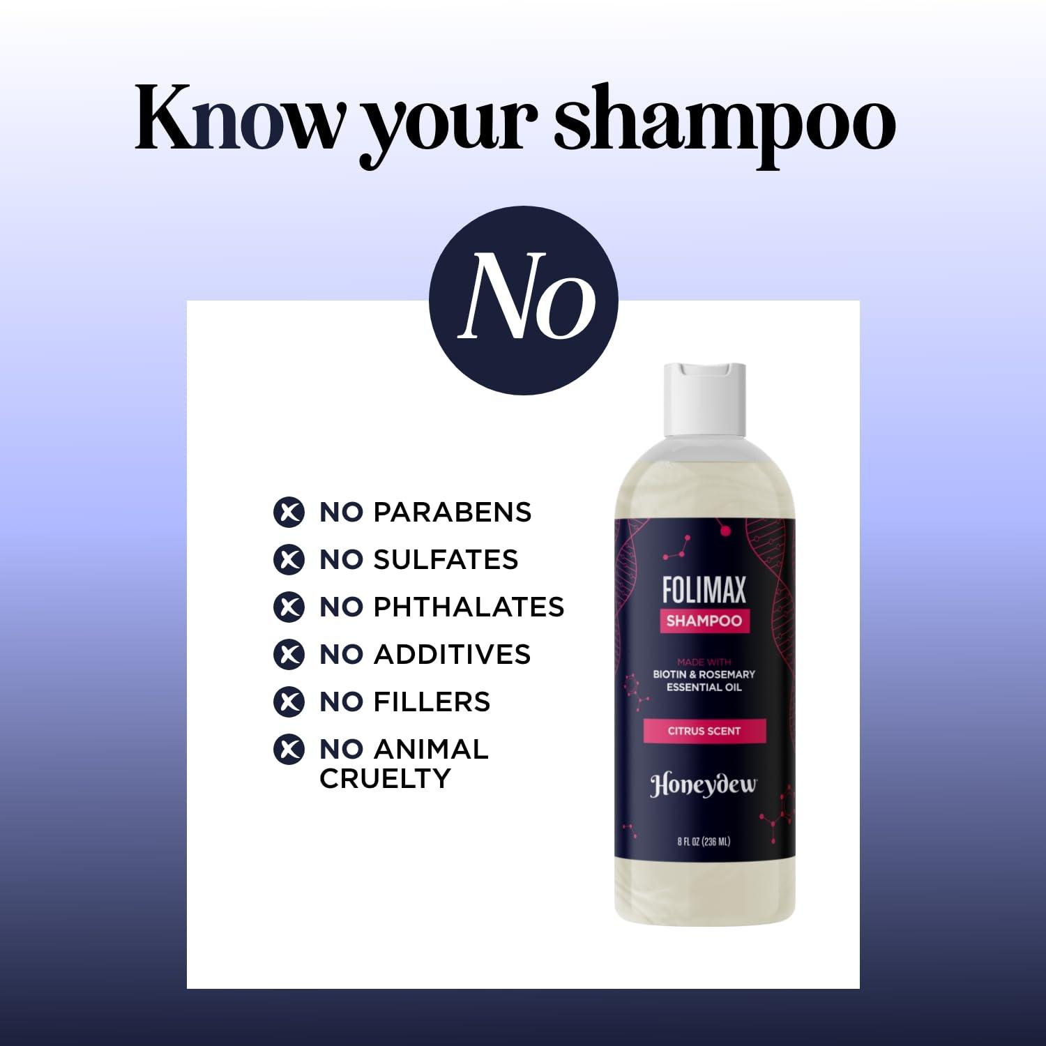HONEYDEW Biotin and Rosemary Shampoo for Thinning Hair - Sulfate Free Biotin Shampoo for Men with Hair Thickening Essential Oils - Deep Cleansing Volumizing Shampoo for Thin Hair with Zinc and Tea Tree Oil