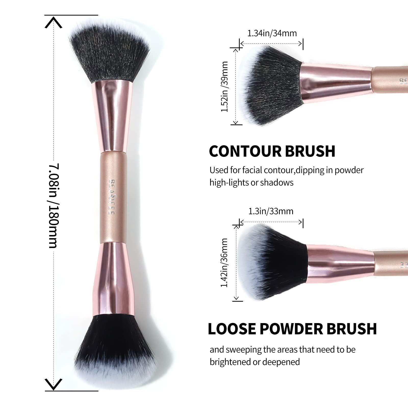 BEASOFEE Contour brushes for makeupDouble Ended Foundation Makeup Brushes for Blending Liquid Powder Concealer Cream Cosmetics Blush Contour Brush
