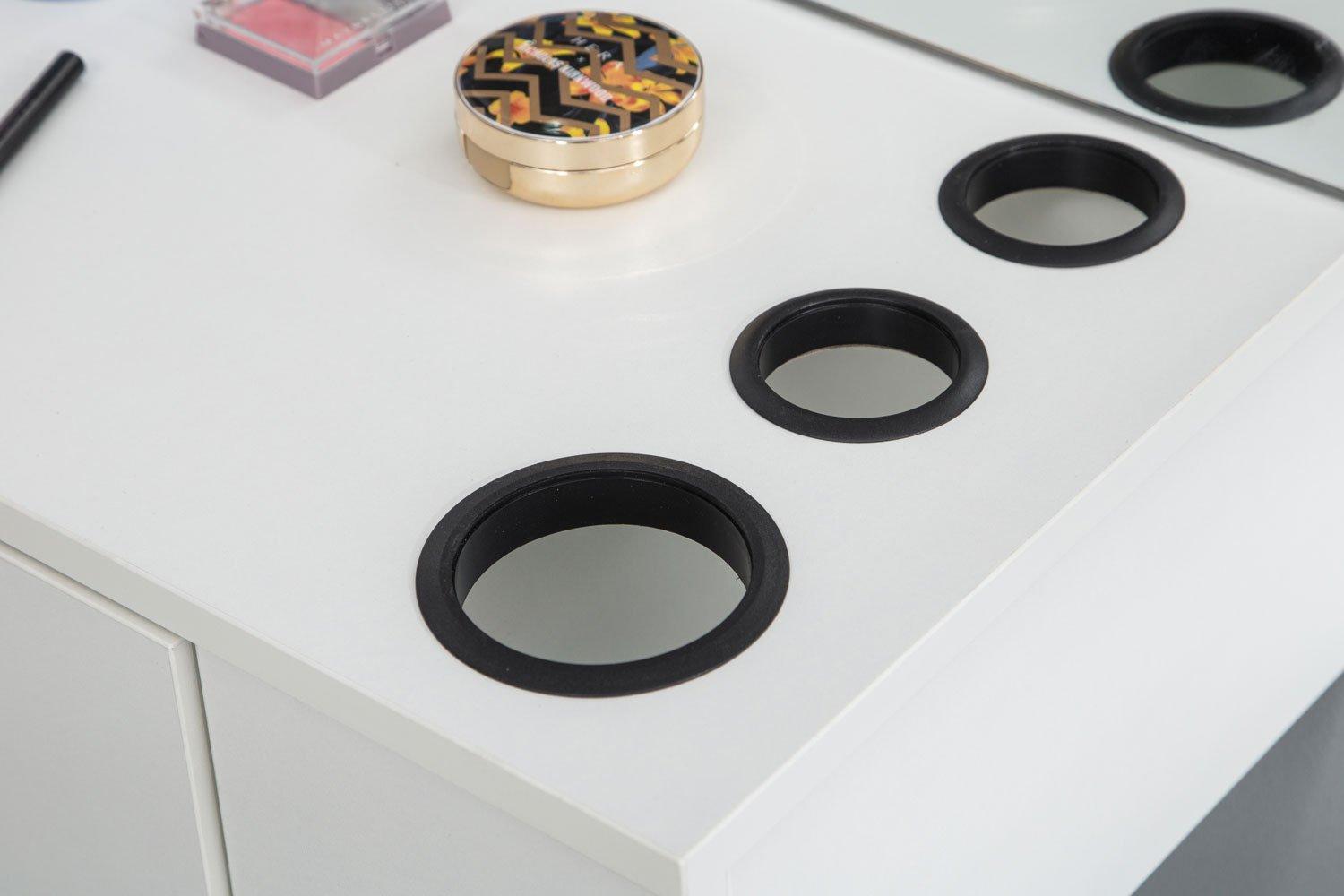 BarberPub BarberPub Wall Mount Barber Station with 6 Hair Dryer Holders Salon Hair Styling with Mirror Dressing Table Beauty Salon Spa Equipment Set 3026+3036 (White)