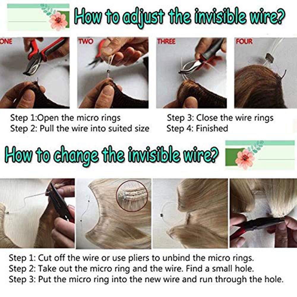 RemeeHi RemeeHi Secret Micro Hair Pieces Human Hair Wavy Curly Beauty Fish-line Hair Extension for Women 100g 16 Inch 25cm 14# Dark Golden Blonde