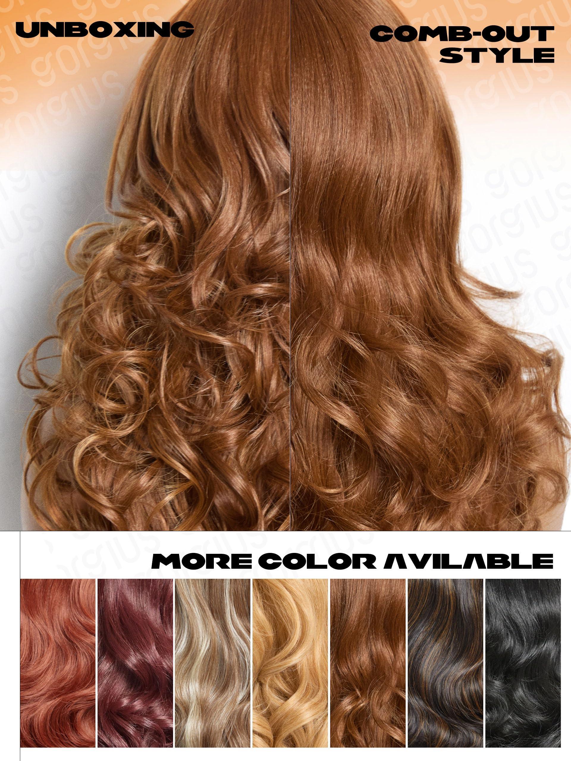 GORGIUS GORGIUS Honey Brown Wig with Bangs, Long Body Wave Fringe Bang Wig, Ready to Go Glueless Wig Upgraded with Style-Archive Premium Fiber