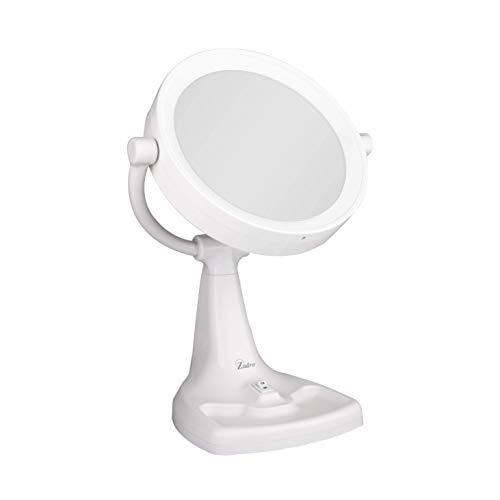 Zadro Zadro 11" W Max Bright Fluorescent Lighted Makeup Mirror with Magnification 10X/1X Swivel Head Tray Makeup Light Mirror, White
