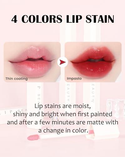 LYSdefeu Moisturizing Lip Tint Stain, Velvet Water Lip Tint Liquid Lipstick Makeup, Vivid High Pigment & Non-Sticky & Non-Transfer Wear Lip Gloss Oil for Lasting All-Day Beauty, Multi-use Lip & Cheek Tint- 01#