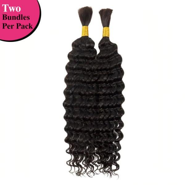 IMANI HAIR Deep Wave Human Hair Bundle Brazilian Virgin Hair 18 inch Deep Wave 1 Bundle 100% Unprocessed Natural Black Color deep wave Human Hair for Braiding (1B, Bulk 1B 200g)