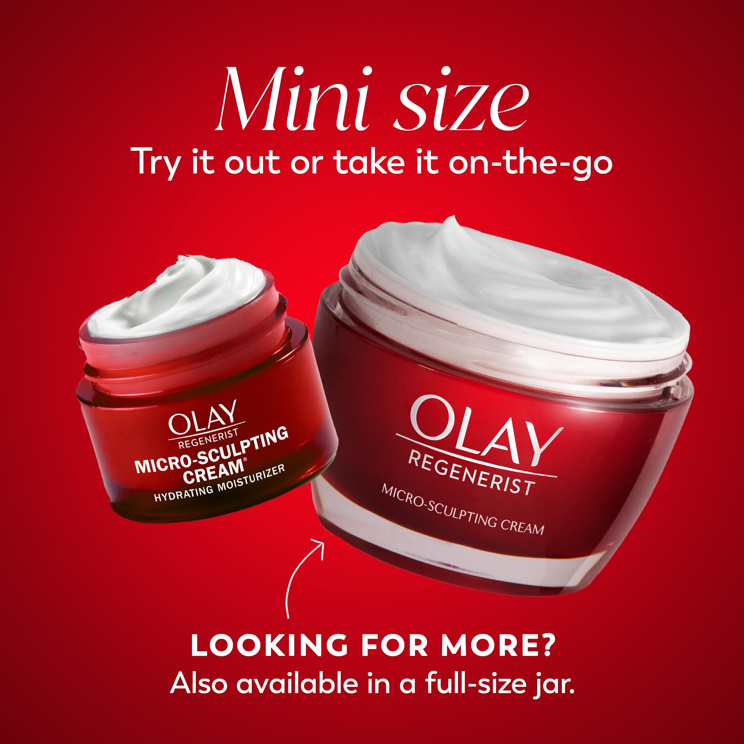Olay Olay Face Moisturizer, Regenerist Micro-Sculpting Cream for Women, Trial Size - Instant Hydration, Anti-Aging, Anti-Wrinkle, Firming Skin Care - Hyaluronic Acid, Niacinamide, Amino Peptides, 0.5 Oz