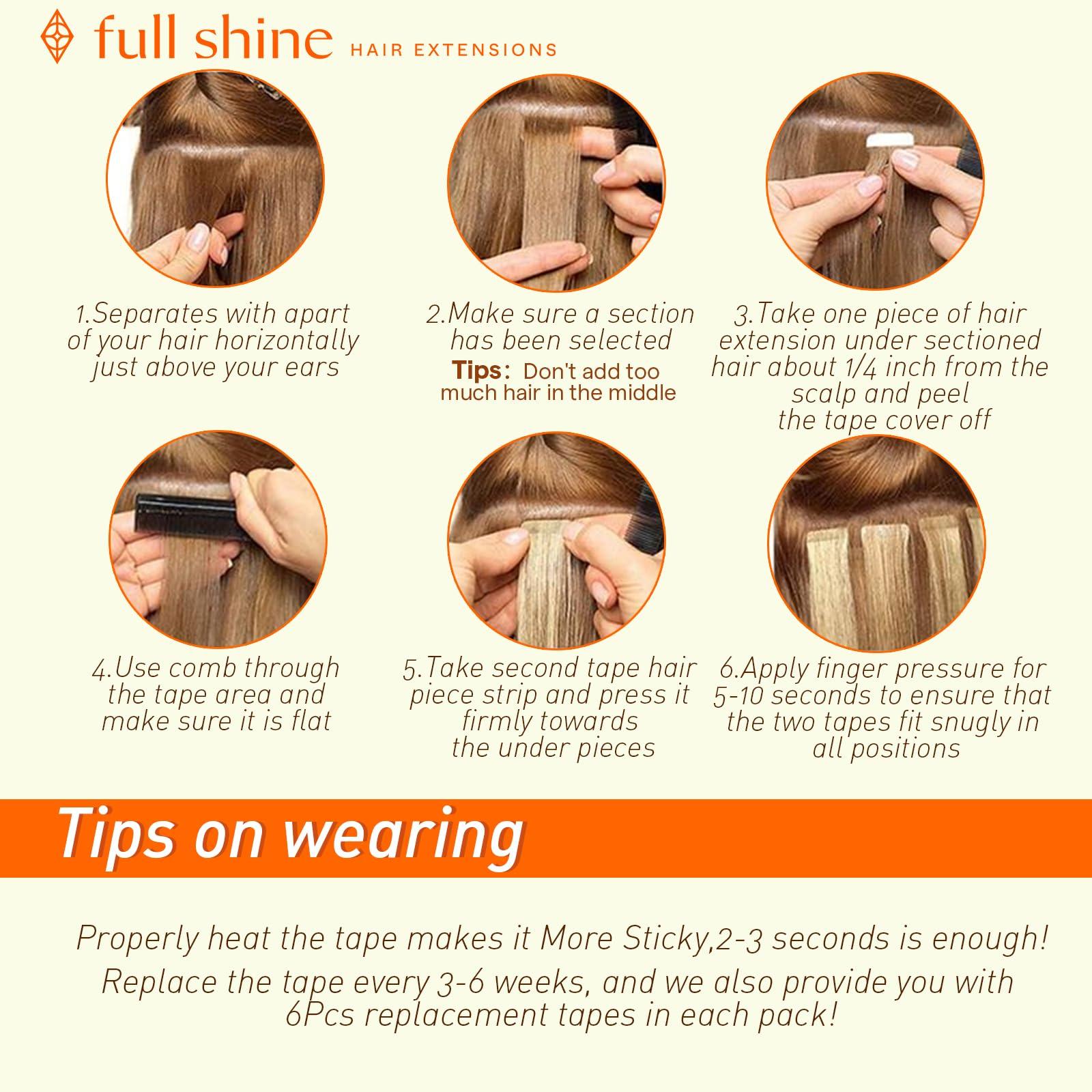 Full Shine Full Shine Human Hair Extensions Tape in Color 2 Dark Brown Fading to 60 Blonde And Brown Tape in Hair Extensions Real Human Hair 18 Inch Seamless Tape in Extensions Double Sided Tape 50Gram 20Pcs