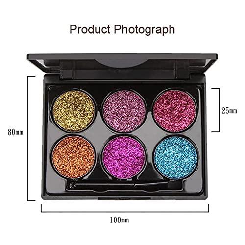 Edanta Edanta Glitter Eyeshadow Shimmer Eyeshadows Palette Metallic Eye Shadow High Pigment 6 Colors Shadow Long Lasting Eyes Makeup for Women and Girls Pack of 1 (B-Multi color)