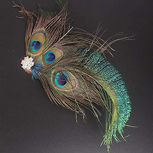 Aimimier Aimimier 1920s Flapper Peacock Feather Hair Clip Headpiece Prom Party Festival Roaring 20s Accessories for Women and Girls