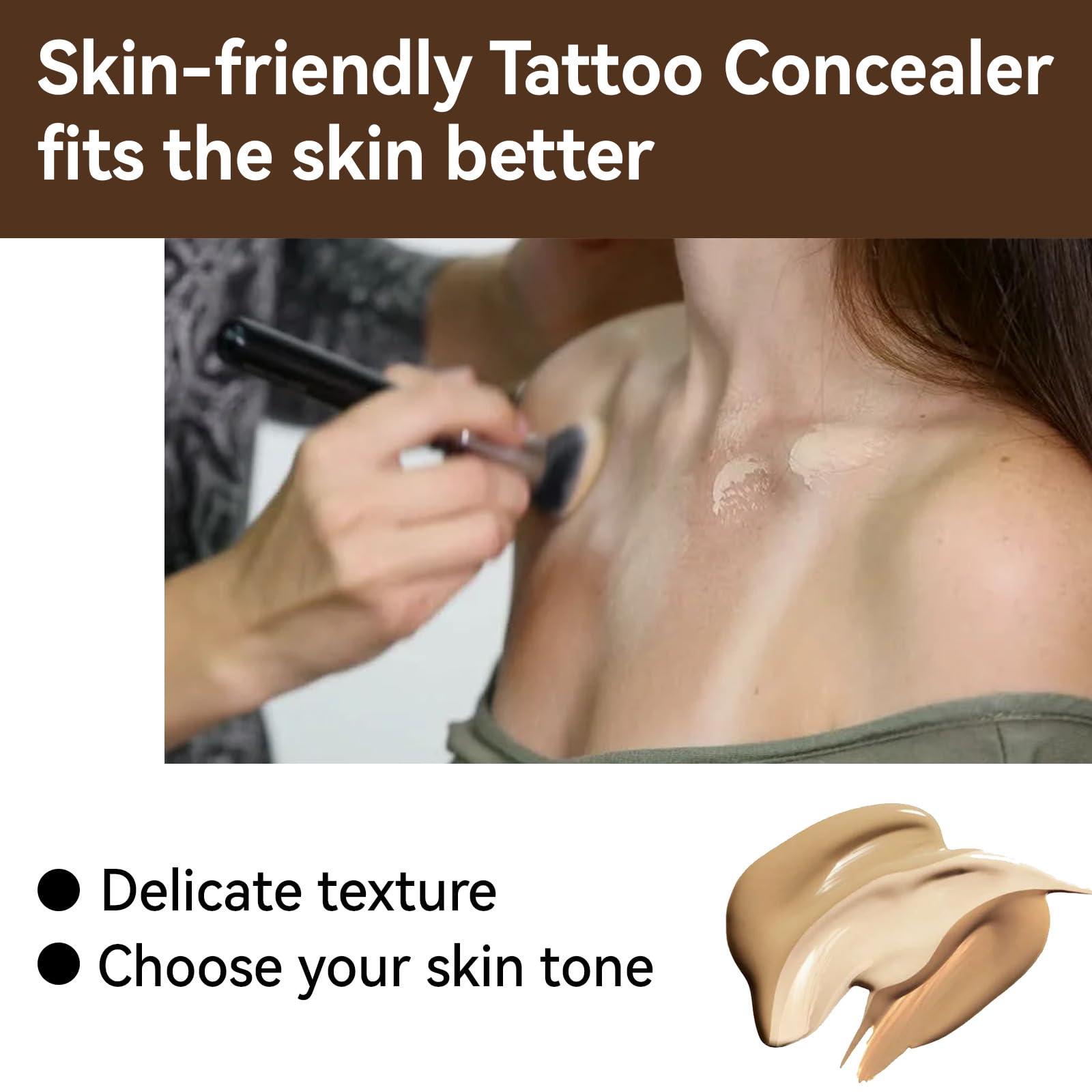 Nusitryco Tattoo Cover Up,Waterproof Invisible Concealer Body Leg Bruise Stretch Scar Dark Spots Vitiligo Skin Makeup Waterproof,Professional Long Lasting Tattoo Cover Up Suitable for Men and Women,2 Pcs Color