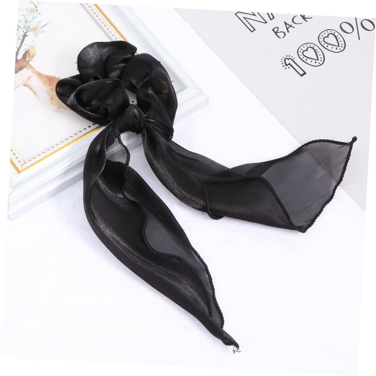 NOLITOY NOLITOY Chiffon Ponytail Scarf 6 Pcs Pigtails Hair Bands Satin Hair Tie Satin Scarf Hair Rings Ponytail Hair Bands Seamless Hair Bands Silk Stretchy Ponytail Ties Long Hair Ring Miss Elasticity Holder