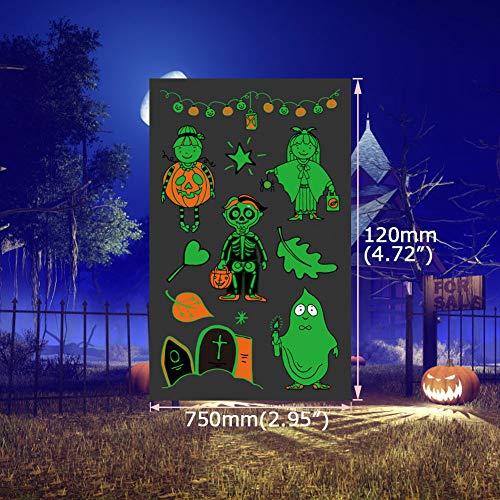 Fanoshon Fanoshon Halloween Glow in the Dark Temporary Tattoo for Kids Girls Boys, 16 Sheets Fake Small Luminous Adults Body Stickers, Goody Bags Fillers Trick Or Treat Favors, Pumpkin, Skull, Spider Supplies