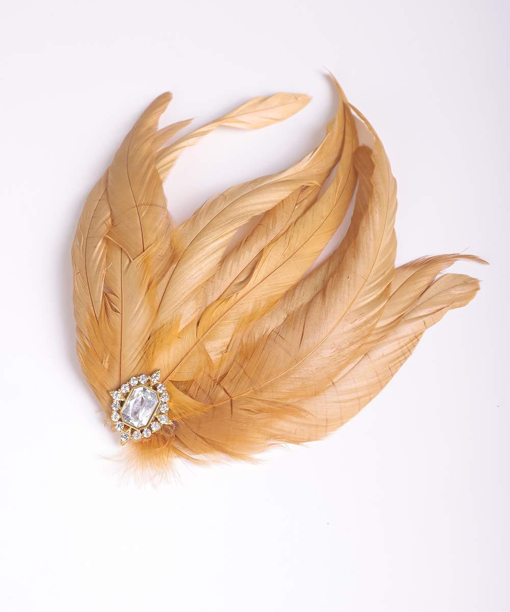 Aimimier Aimimier 1920s Flapper Peacock Feather Headband Crystal Leaf Head Chain Headpiece Prom Party Hair Accessories for Women