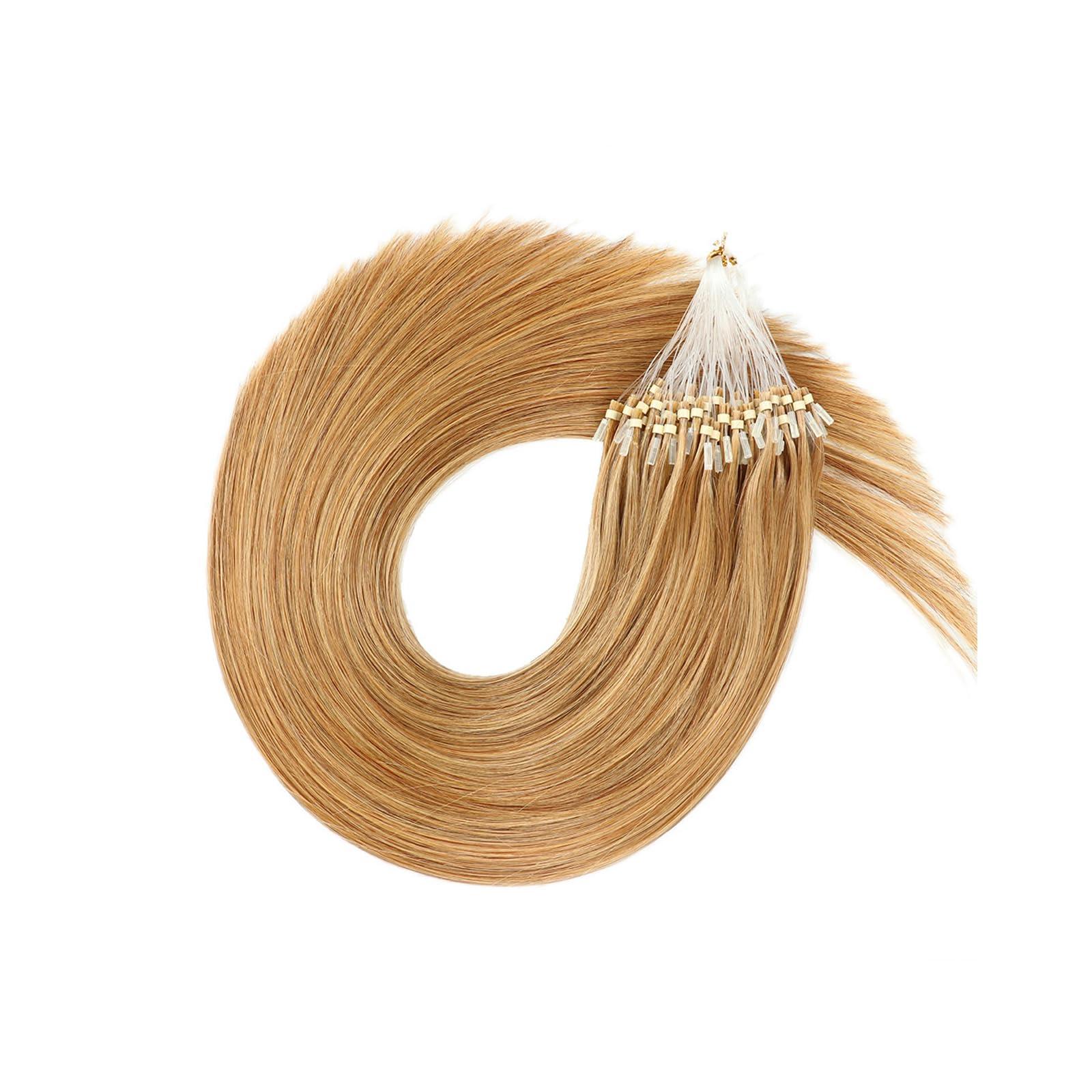 RIBONI Micro Ring Straight Human Hair Extensions Micro Link Hair Extensions Real Human Hair Black Micro Loop Remy Hair Extensions Pre Bonded 50g/100strand