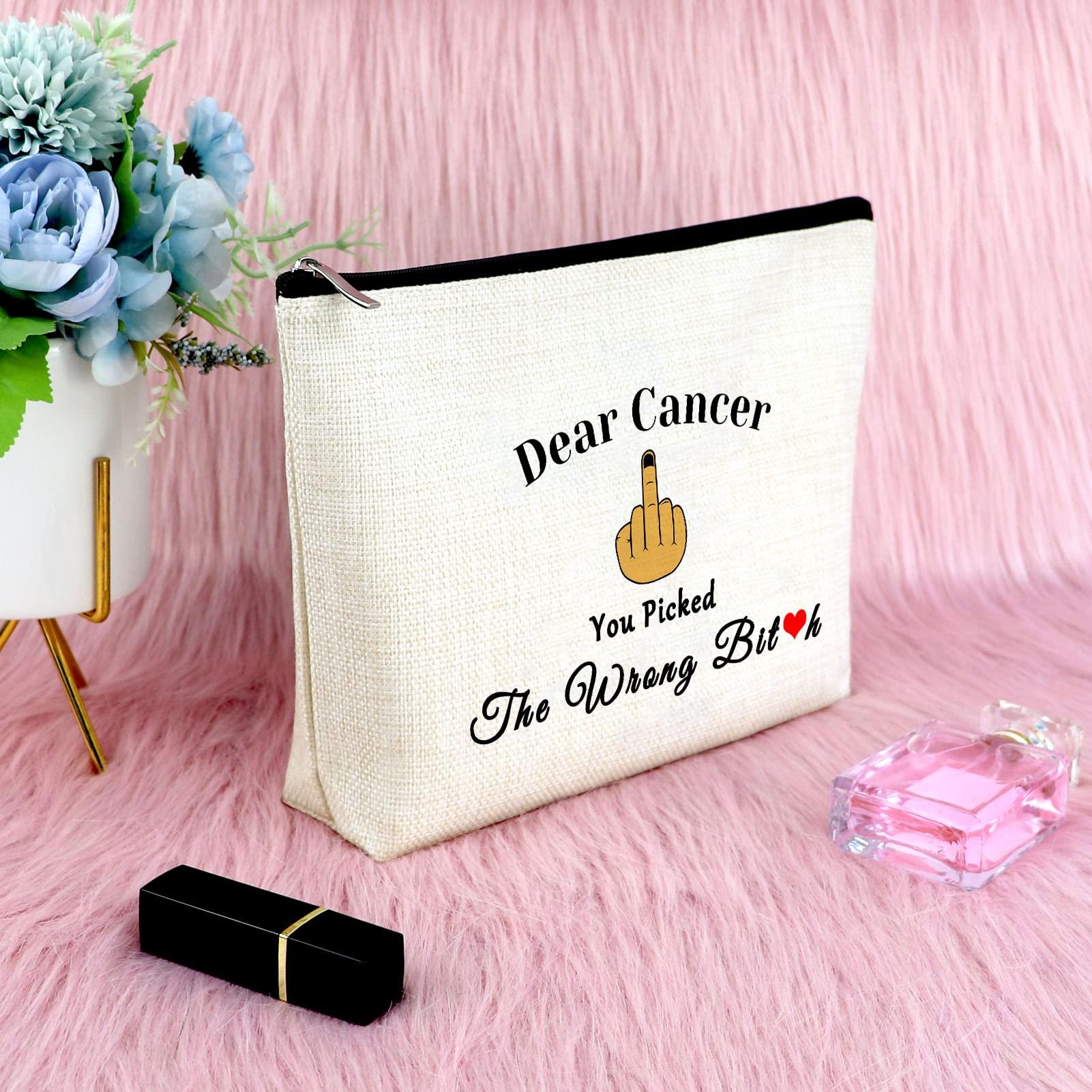 Sfodiary Cancer Awareness Gift for Women Makeup Bag Cancer Fighter Survivor Gift Cancer Gift for Chemo Patient Chemotherapy Gift for Women Recovery Gift Christmas Inspirational Gift Travel Cosmetic Bag