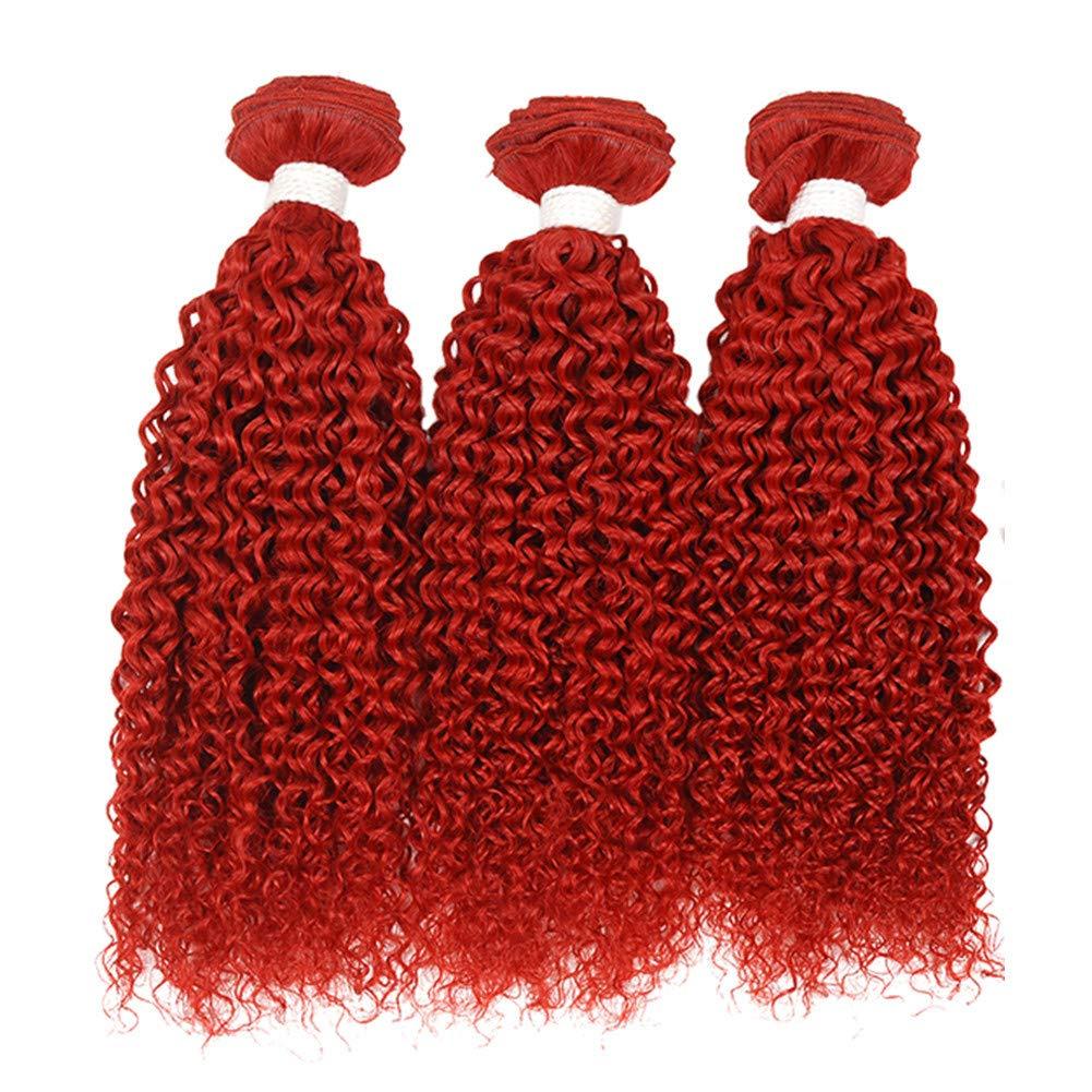 Tony beauty hair Tony Beauty Hair Red Kinky Curly Human Hair Bundles Birght Red Brazilian Virgin Hair Weaves Kinky Curly Red Color Human Hair Weft Extensions Pure Red 3 Bundles Lot Mixed Length (22 24 26)