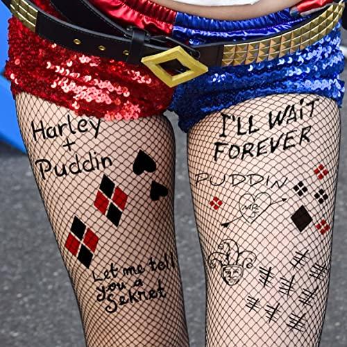 Goromon GOROMON 6 Sheets 3D Joker Tattoos Stickers, Halloween Damaged Joker Temporary Tattoos For Women Men Adults Hand Face, Halloween Makeup Kit Costume Party Rave Accessories Clown Prison Rapper Prisoner F