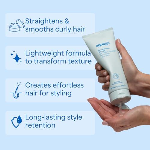 AQUAGE Aquage Straightening Ultragel, Lightweight Formula to Smooth and Silken Curly, Permed or Frizzy Hair, Contains AlgaePlex Marine Botanicals, 6 fl. oz.