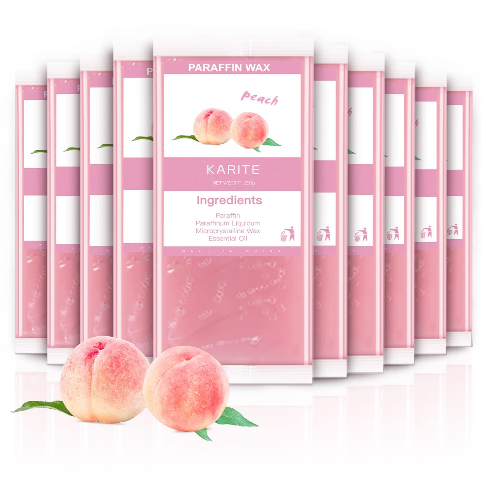 Karite KARITE Paraffin Wax Refills, 10 Pack Peach Scented Paraffin Wax Beads Blocks for Paraffin Bath, Paraffin Wax Machine Refills for Hand Feet Dry Skin,Rrelieves muscle fatigue, Hydration and nourish