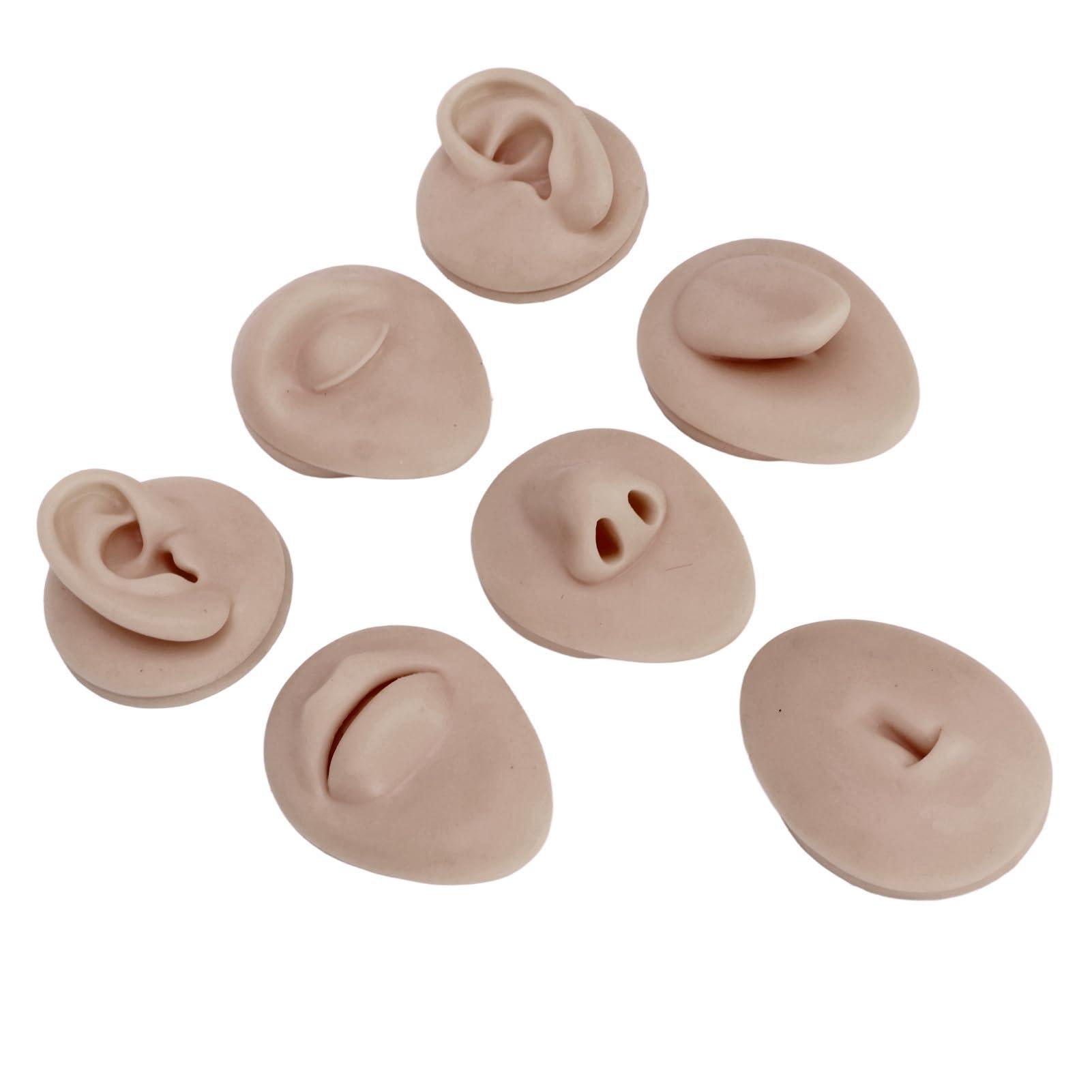 AMONIDA Piercing Body Model, 3D Vivid Silicone Piercing Practice Model, for Eyebrow Piercing, Nose Piercing, Lip Piercing, Tongue Piercing, Navel Piercing, Ear Piercing(Deep Skin Color)