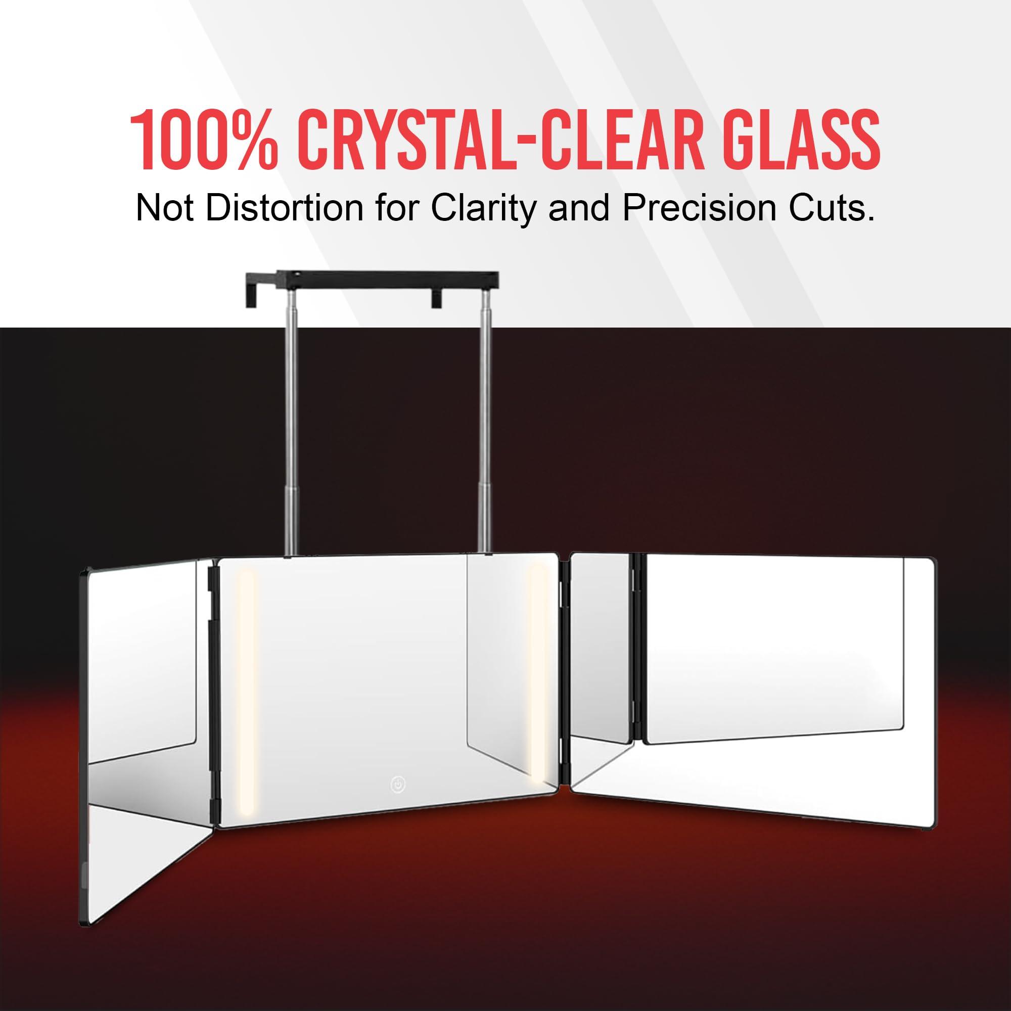 Self-Cut System Self-Cut System - 3 Way Mirror with Lights - Three Way Mirror for Self Hair Cutting - Over The Door Mirror - Trifold Mirror - 360 Mirror - Barber Mirror - Self Haircut Mirror (Travel 3.0 LED)