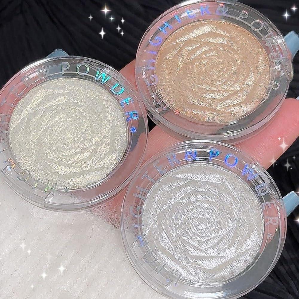 evpct evpct Pearl White Silver Face Highlighter Makeup, White Shimmer Glitter Diamond Sparkly Highlighters Makeup Eyeshadow Palette Powder for Face Body Cheek Skin, inner corner Eye Highlighter Makeup 01