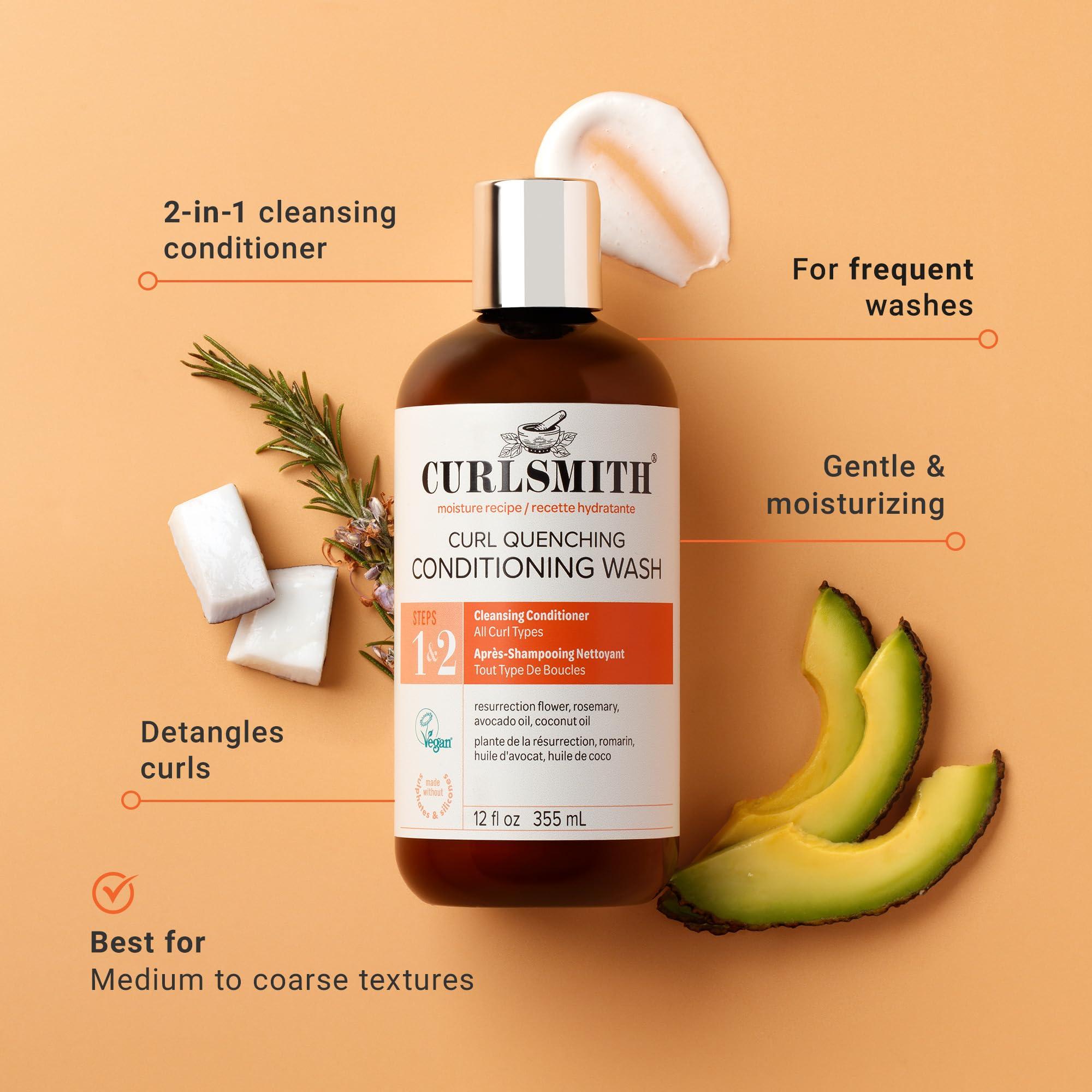 CURLSMITH CURLSMITH - Curl Quenching Conditioning Wash - Vegan Cowash 2 in 1 Conditioner and Shampoo for Wavy, Curly and Coily Hair (3oz)