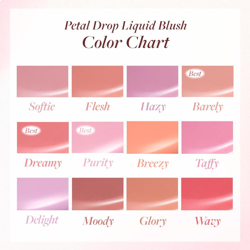 DEARDAHLIA DEAR DAHLIA Petal Drop Liquid Blush BARELY Liquid Blush for Cheeks, Blush Liquid Makeup, Rare Beauty, Natural Long Lasting Face Blush Cream Makeup, Skin Tint Blush, 4g (TAFFY, 4g)